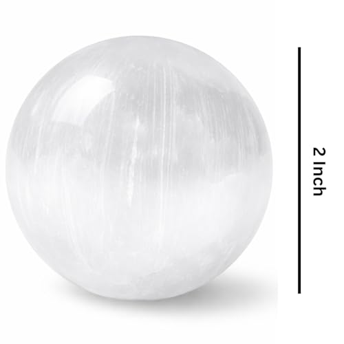 Jet Natural Selenite Ball 50-55 mm – Crystal Sphere for Energy Healing, Meditation, Feng Shui, Spiritual Cleansing, Chakra Balancing