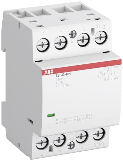 [Australia - AusPower] - ABB ESB40-40N-06 Installation Contactor (Closer) - 40A 4NO 230V AC/DC 4-Pin 54mm for DIN Rail Low Noise 1SAE341111R0640 