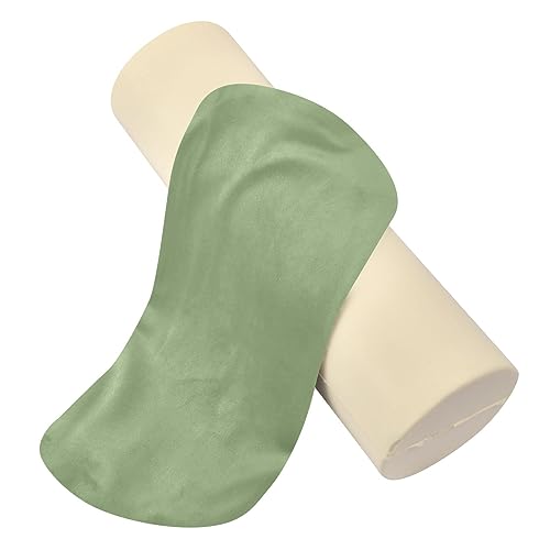 YETTASBIN Sage Green Solid Color Cylinder Round Pillow for Neck Pain Relief, Soft Breathable Bolster Travel Memory Foam Pillow with Removable Washable Cover for Bed Sleeping, Head, Legs and Back 5.5 x 17 Inch