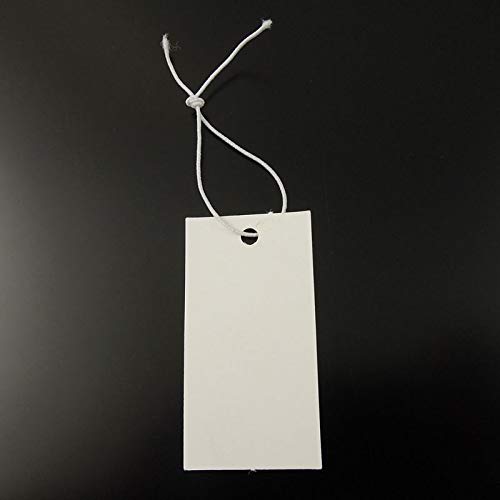 Julie Wang 1000PCS Price Tags Marking Labels Display Hang Cards with Elastic String 36x18 mm
