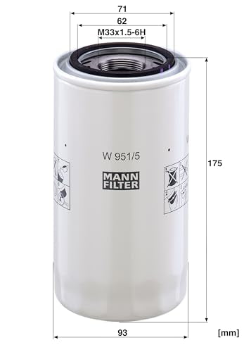 Original MANN-FILTER Oilfilter W 951/5 – Hydraulic filter – For Utility Vehicles