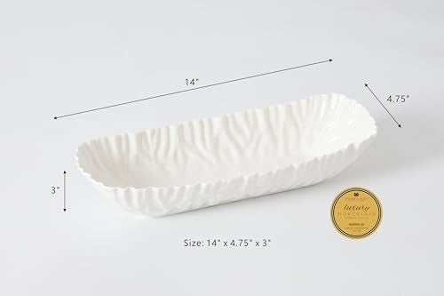 Pampa Bay Mascali Bianca Deep Rectangular Server, 14" x 4.75" x 3" tall White