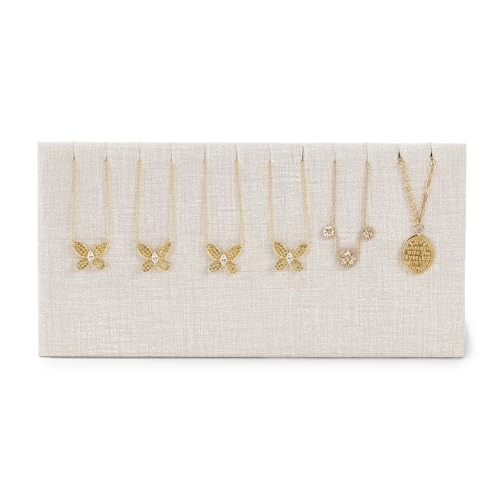 Linen Texture PU Leather Necklace Display Stand White