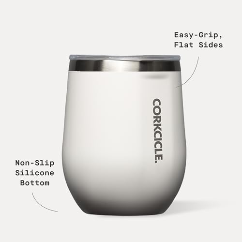 Corkcicle Stemless Wine Tumbler with Lid, 12 oz, Oat Milk