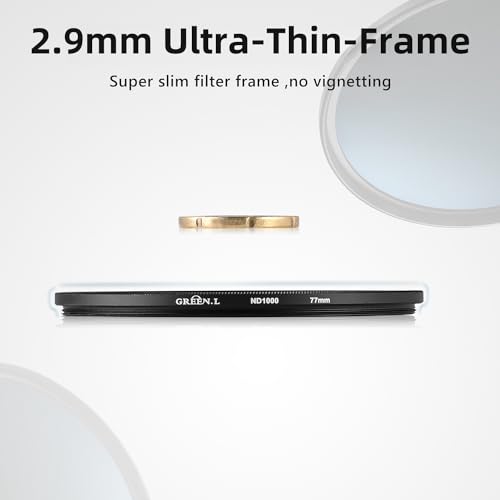 GREEN.L 72mm ND1000 Filter, Slim 10-Stop Fixed Neutral Density 72mm ND Filter for Long Exposure Photography
