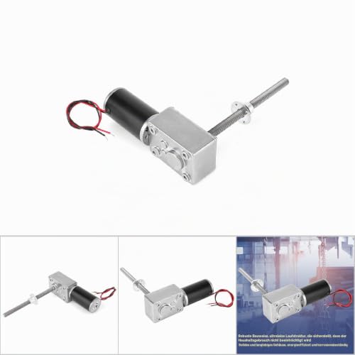 12V Geared Motor with Torque, 1280 M8 Double Shaft Worm Gear Motor, Right and Left Coaxial Motor with Flange (Reduction Ratio 200)