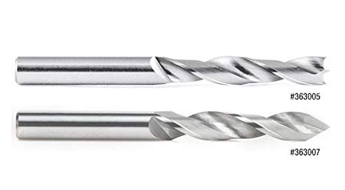Amana Tool 363007 solid carbide right-hand boring drill bit, 5mm diameter x 55mm long, 5mm shank