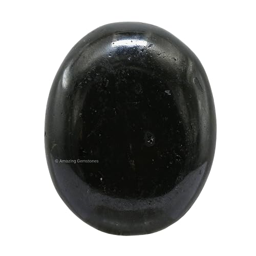 Black Tourmaline Crystal Palm Stone, 45-50mm Large Healing Crystal