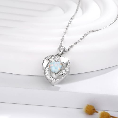 Sariel Opal Heart Urn Necklaces to Hold Ashes of Loved Ones 925 Sterling Silver Cremation Jewelry for Women White