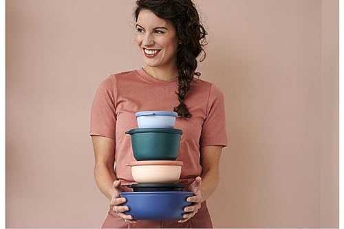 MEPAL, Cirqula Multi Food Storage and Serving Bowl with Lid, Food Prep Container, Nordic White, 3.2 Quarts (3 Liters, 101 ounces), 1 Count 3L/3.1Q