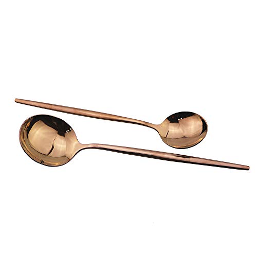 JASHII 24 Pieces 304 Stainless Steel Rose Cutlery Set Home Kitchen Silverware Set, Mirror Polished, Knife/Fork/Spoon, Modern Elegant Silverware Set for Party, Christmas Rose Gold