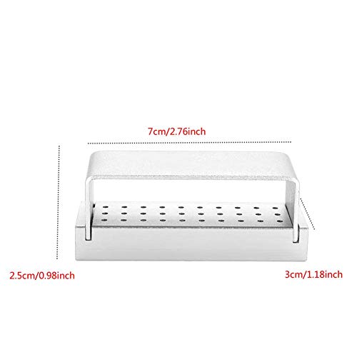 Dental Drill Disinfectant Box 30 Holes Aluminum Drill Holder Autoclavable for Dental Practice & Laboratory Silver