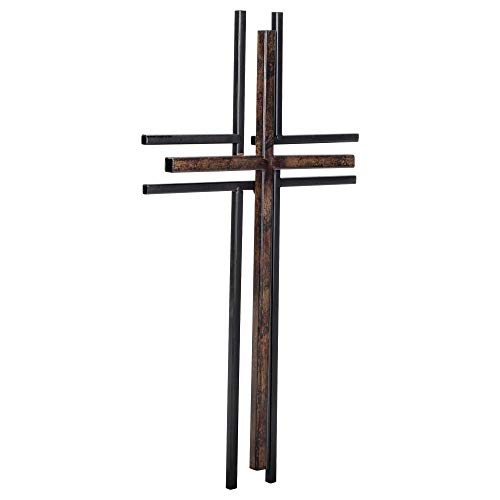 Dicksons Galvanized Look Double Layer 16 inch Decorative Metal Decorative Hanging Wall Cross
