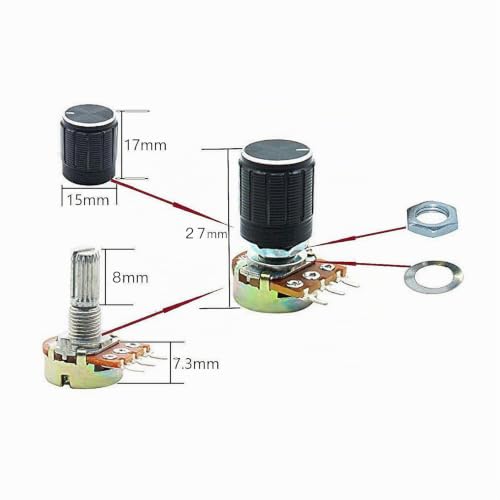 Rotary Potentiometer Joystick 10K Potentiometer Poti Linear Nuts Rotary | 10 pieces 10K Ohm potentiometer 12V B10K taper potentiometer with nuts and regulator rotary potentiometer Lewttyer
