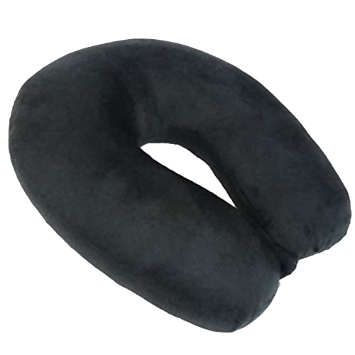 Wolf Essentials Adult Cozy Soft Microfiber Neck Pillow for Travel – Compact, Machine Washable - Perfect for Airplane, Car, or Home Use - Filled and Finished in The USA – Black Adult (Pack of 1)