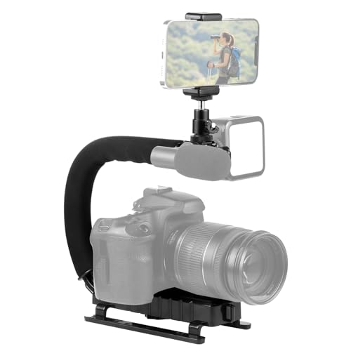 PULUZ U/C Shape Video Action Stabilizing Handle Grip Handheld Stabilizer Kit with Phone Clamp & Quick Release Buckle & Long Screw for Canon Sony Nikon Cameras and Home DV Camera Smartphones stabilizer kits 1
