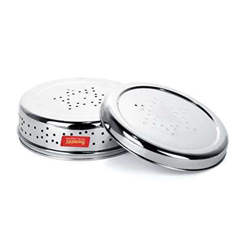 Sumeet Stainless Steel Hole Puri Dabbas/Flat Canisters/Sprout Maker with Air Ventilation Size No. 10-17cm Dia 17cm Dia