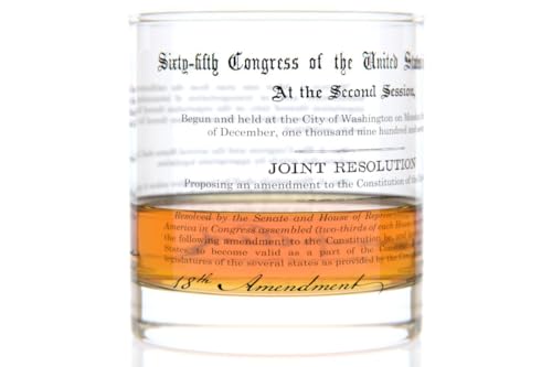 Well Told Prohibition Rocks Glasses Set of 2, 18th and 21st Amendment Barware, History-Themed Bourbon Glassware Gift Set for Whiskey Lovers, Old Fashioned Glasses