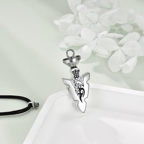 VONALA Arrowhead Necklace 925 Sterling Silver Wolf/Lion/Viking Arrow Pendant Necklace Jewellery Gifts for Men Urn