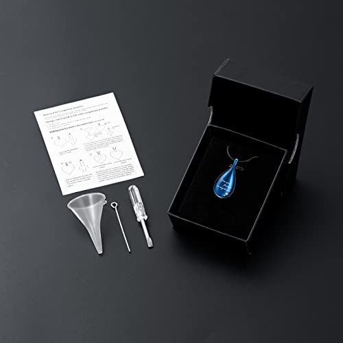 Urn Pendant Necklace Teardrop Cremation Jewelry for Ashes Memorial Keepsake for Women Jewelry Funeral Ashes Holder Collarbone Necklace You are forever in my heart Blue