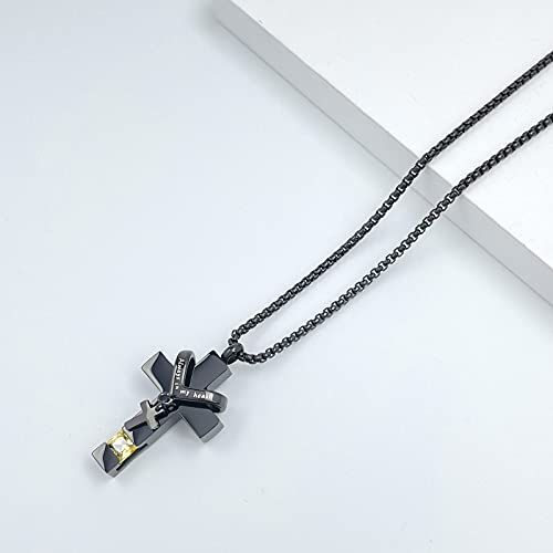 Birthstone Cross Urn Necklaces for Ashes Cremation Jewellery Urns for Human Ashes Memorial Urn Keepsake Pendant November