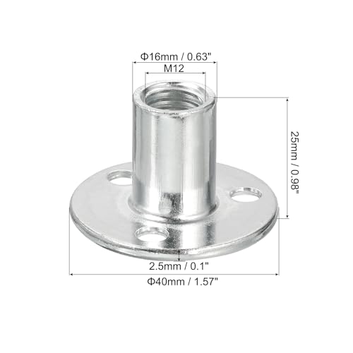 uxcell M12 carbon steel brad hole tee nuts, round base screw-in T-nut furniture hardware, 15 pieces
