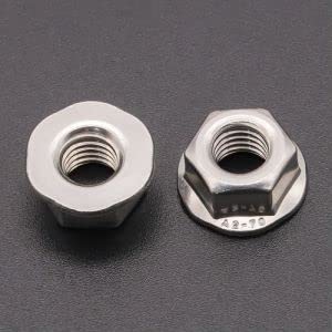 [Australia - AusPower] - (10 PCS) M12-1.75 Hexagon Flange Nuts with Non-Serrated Flange Washer Head, 304 Stainless Steel, Hex Drive, Full Thread 10 