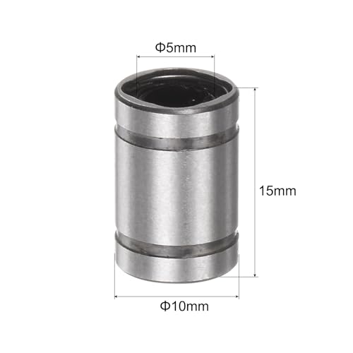 sourcing map 12pcs LM5UU Linear Ball Bearings, 5mm Bore Dia, 10mm OD,15mm Length, Linear Motion Bearing for CNC Machine Tool 3D Printer 12