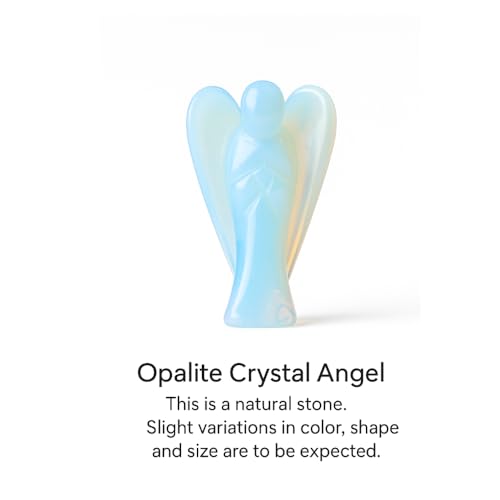 ANAYA AGATE Opalite Angel Statue – 2" Beautiful Gemstone Guardian Angel – Natural Crystal Angel – Hand-Carved Angel Charms for Protection, Love, Peace, and Positive Energy – Angel Figurines Decor 2 Inch