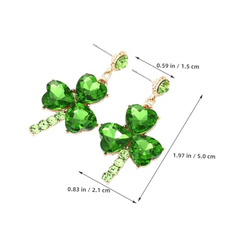 Holibanna St Patrick's Day Earrings Festive Clover Dangle Rhinestone Shamrock Drop Earrings Jewelry for Women Holiday Celebration