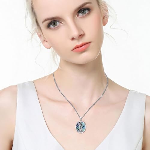 Abalone Shell St Dymphna Necklace 925 Sterling Silver Saint Dymphna Pendant Catholic Mother's Day Jewellery for Women Mum