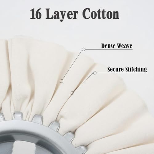 JUNLIXN 8-inch airway buffing wheels with 5/8-inch arbor, cotton and nonwoven polishing wheels, 2-piece set