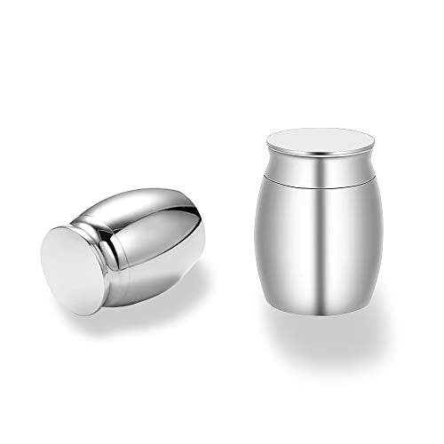 NA Small Keepsake Urns Stainless Steel Mini Waterproof Memorial Cremation Container Jar for Memorial Human Pet Ashes… (A Silver) A Silver