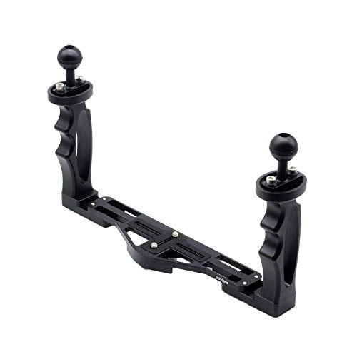 Aluminum Underwater Tray with 1" Ball Head Connect and Diving Light for Camera Housings C Version-black