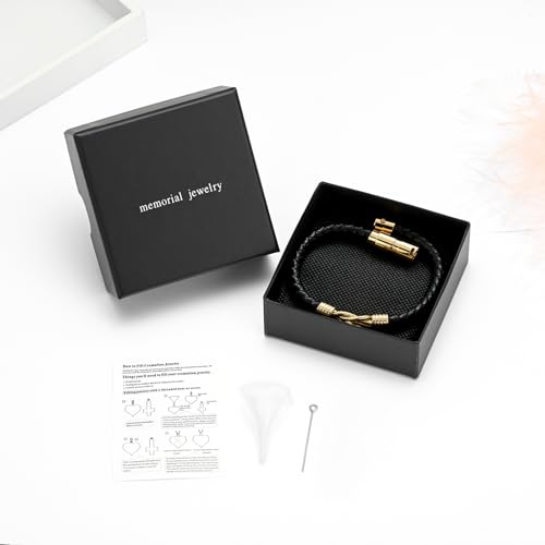 Urn Bracelet for Ashes Cremation Bracelet for Ashes Stainless Steel Keepsake Holder Memorial Ash Bracelet for Women Cremation Jewelry Gold 18cm/7.08in