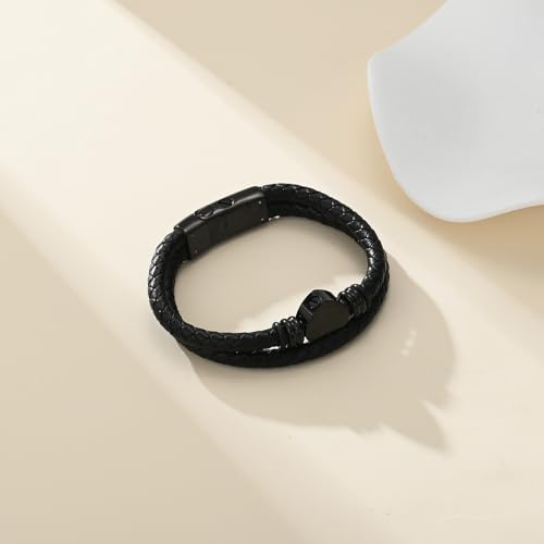 Cremation Jewelry Urn Bracelet for Human Ashes for Women Men Memorial Keepsake Cuff Leather Bracelet Heart