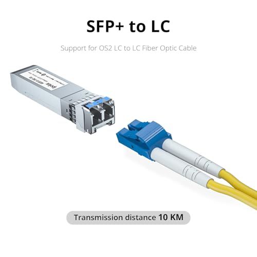ipolex 10G SFP+ Transceiver, 10GBase-LR 1310nm 10km Singlemode LC Mini-Gbic Module Compatible with Intel E10GSFPSR. Pack of 2 10GBase-LR: 10km
