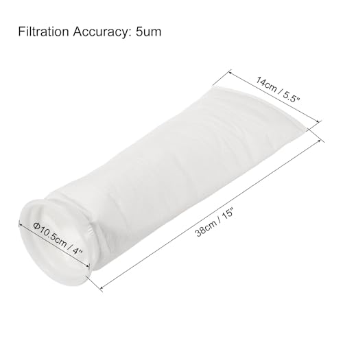 PATIKIL 4 Inch Ring Filter Socks 5 Micron Pack of 4 Mesh Bag Swimming Pool White | skimmer