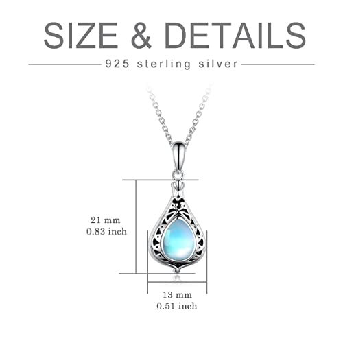 TYSO Celtic Urn Necklace For Ashes 925 Sterling Silver Cremation Jewelry For Ashes Keepake Urn Necklace Gifts For Women Wife Mother Moonstone