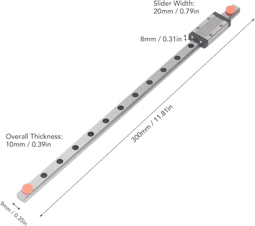 Miniature Linear Rail Guide, MGN9H 300 1R 300mm Linear Guide with Extension Slider for 3D Printer Industrial Automation Equipment