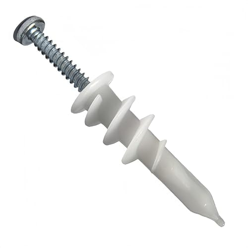 SANTIE #8 self-drilling drywall anchors with screws, 50-pack, shown in product image
