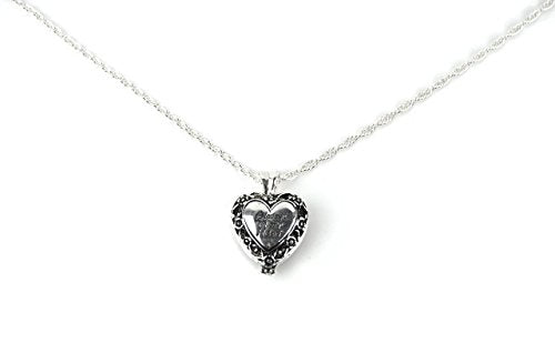 Always in My Heart Memorial Urn Locket-Filigree Pewter Tone,Silver