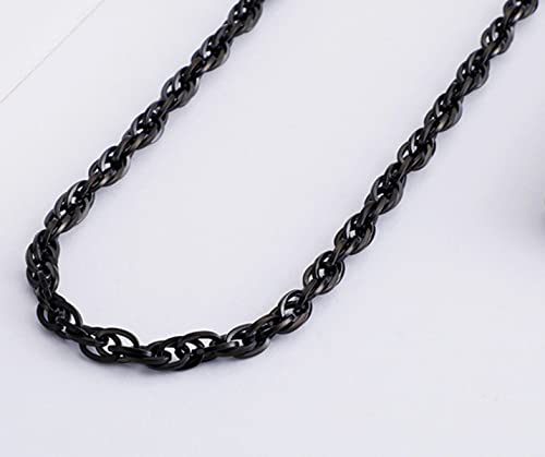 45-71CM Trendy Chain Necklace for Women Men Stainless Steel 5mm/6.5mm Singapore Chain Black-5mm 18.0 Inches