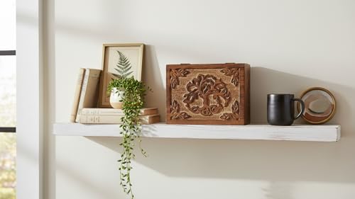 Handmade Wooden Jewelry & Keepsake Box, Decorative Storage Box, 8 x 6 Inch Antique Finish