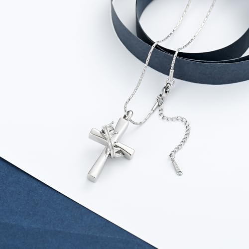Crown Cross Cremation Necklace Ashes Jewelry Memorial Urn Pendant Silver