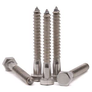 [Australia - AusPower] - (6 PCS) 3/8 x 4" Stainless Steel Hex Lag Screws Bolts, 304 Stainless Steel Hexagon Head Lag Wood Screws, Partial Thread, by RoyceMart 3/8 x 4" 6 