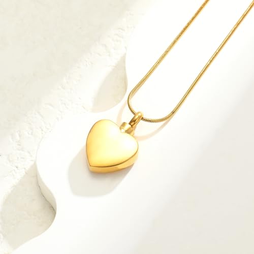 Cremation Jewelry Urn Necklace for Ashes for Pet Dog Paw Print Angel Wing Heart Urn Locket Pendant for Dog/Cat (Gold) Gold