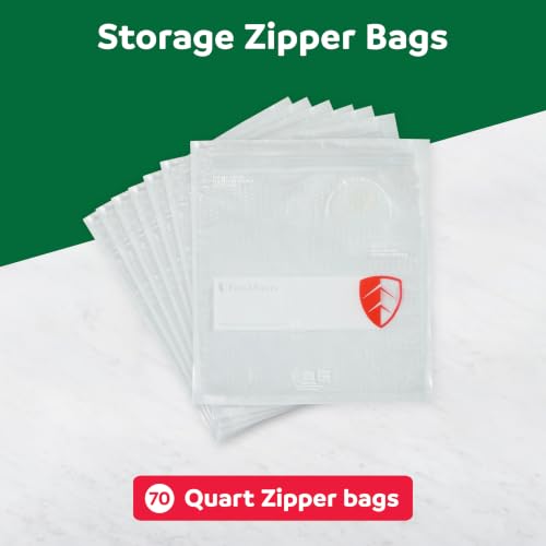 FoodSaver Vacuum Zipper Quart Bags, 70 Count BPA-Free Reusable Storage Bags for Food, Sous Vide, and Meal Prep, Compatible with Handheld Sealers