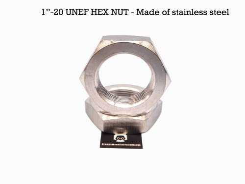 Stainless Steel SS304 1"-20 UNEF HEX NUT Unified National Extra Fine Series Type B (Pack of 2PCS) 1"-20 UNEF x 2PCs