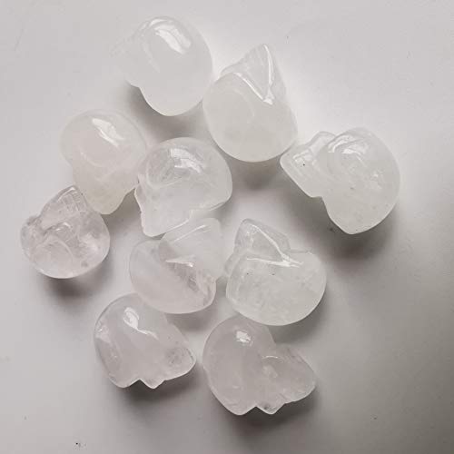 Mini Rock Quartz Healing Crystal Human Skull, 1 Inch Handcarved Figurine Statue Decor,Pack of 3 Multi-color 15
